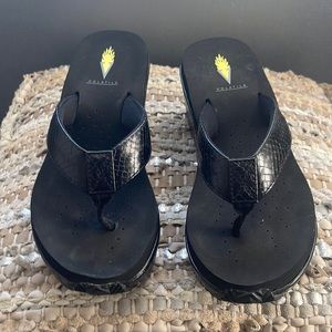 Volatile NIB Black textured Flip Flops